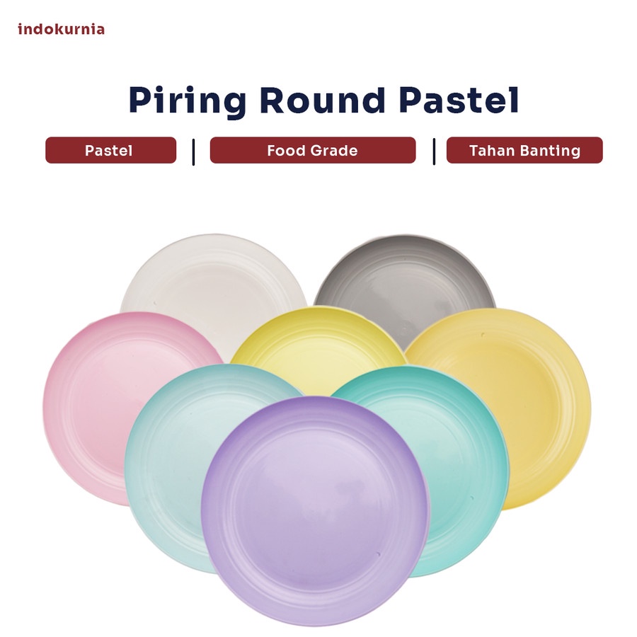 IK - PIRING MAKAN PLASTIK LAUK SAJI ROUND PLATE WARNA MACARON PASTEL