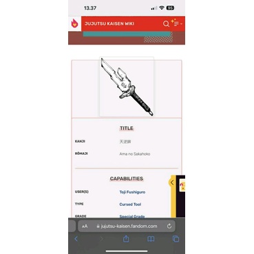 toji jujutsu kaisen prop pedang pendek