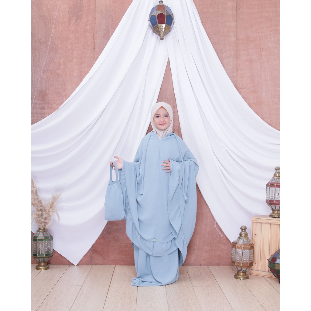 Mukena anak cipung 2in1 airflow cringkle kisaran 5,6,7,8,9,10,11,12,1,3,14 tahun