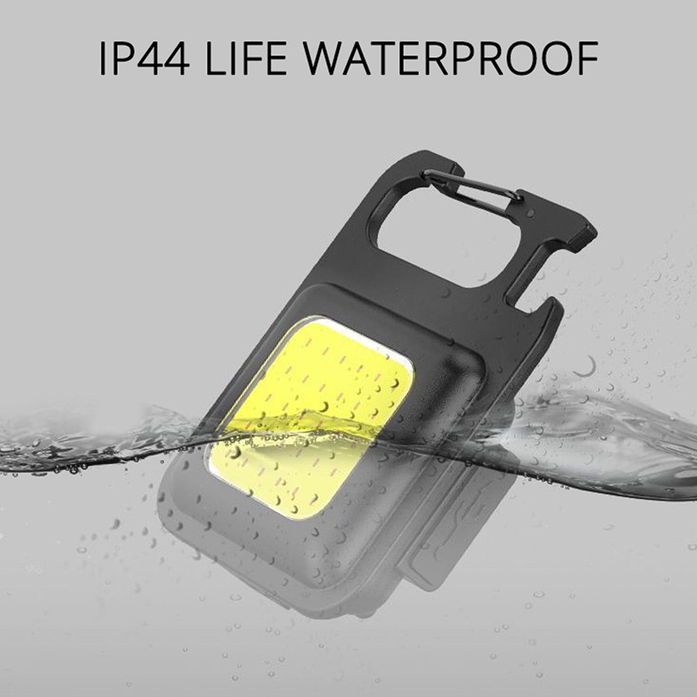 Mini IPX4 Lampu Kerja COB LED Tahan Air Tipe-C USB Charging Keychain Light Untuk Camping Memancing Mendaki Lampu Flash Saku Multifungsi Dengan Kait