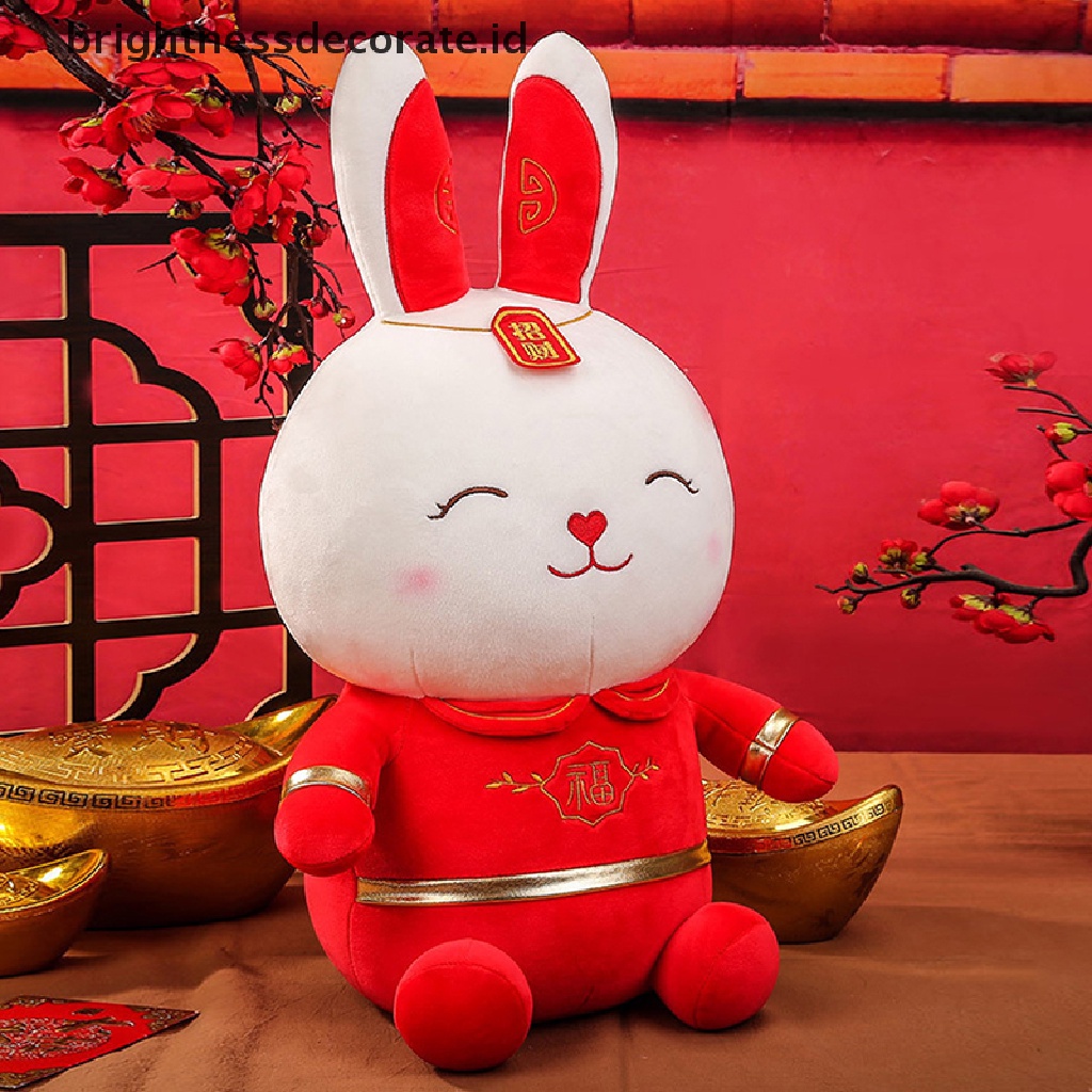 [Birth] 2023tahun Baru Lucu Gaya Cina Kelinci Mainan Mewah Boneka Boneka Kelinci Keberuntungan Lembut [ID]