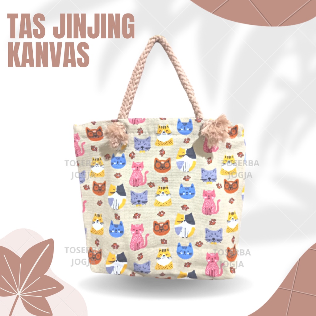 HandBag Kanvas KECIL / Tas Mukena Mini / Totebag Tali Sumbu