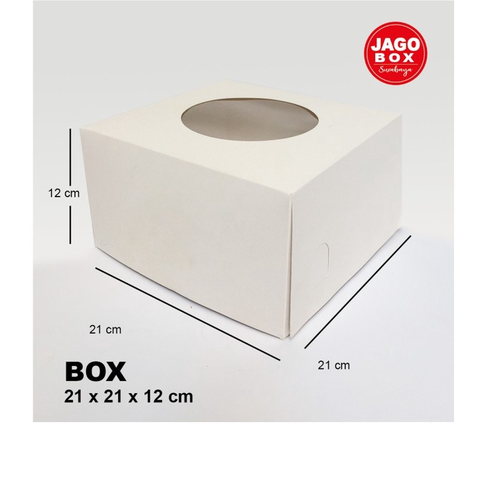 BOX KOTAK DOS KUE / ROTI / SPONGE CAKE KRAFT - IVORY 21x21x12 cm