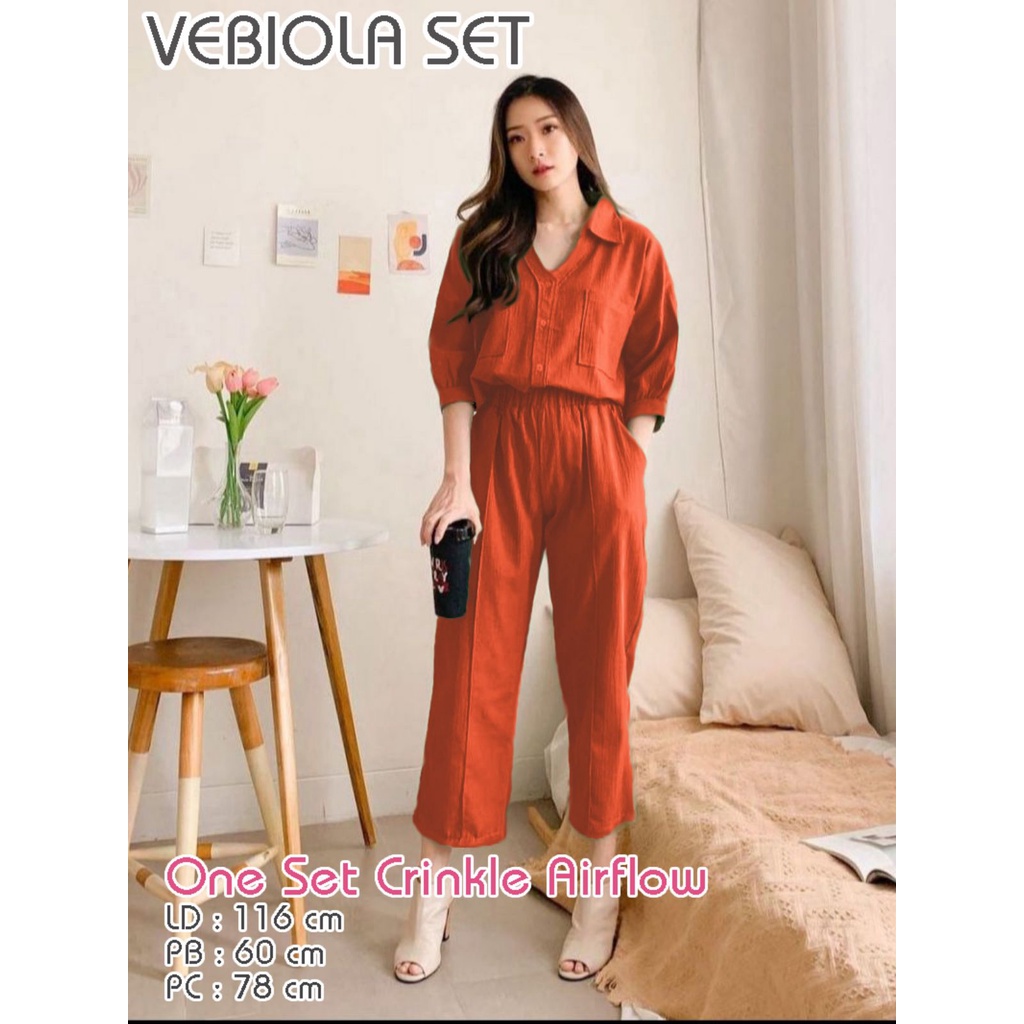SETELAN CRINKLE SET Vebiola | One Set Katun Crinkle PREMIUM LD 120