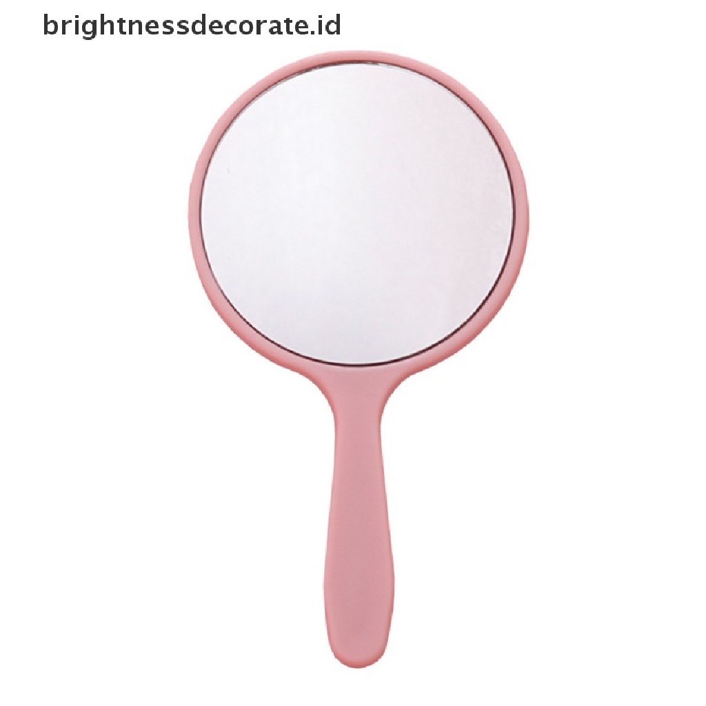 [Birth] Cermin Rias Genggam Bulat Vanity Mirror Dengan Handle Hand Mirror Kosmetik [ID]