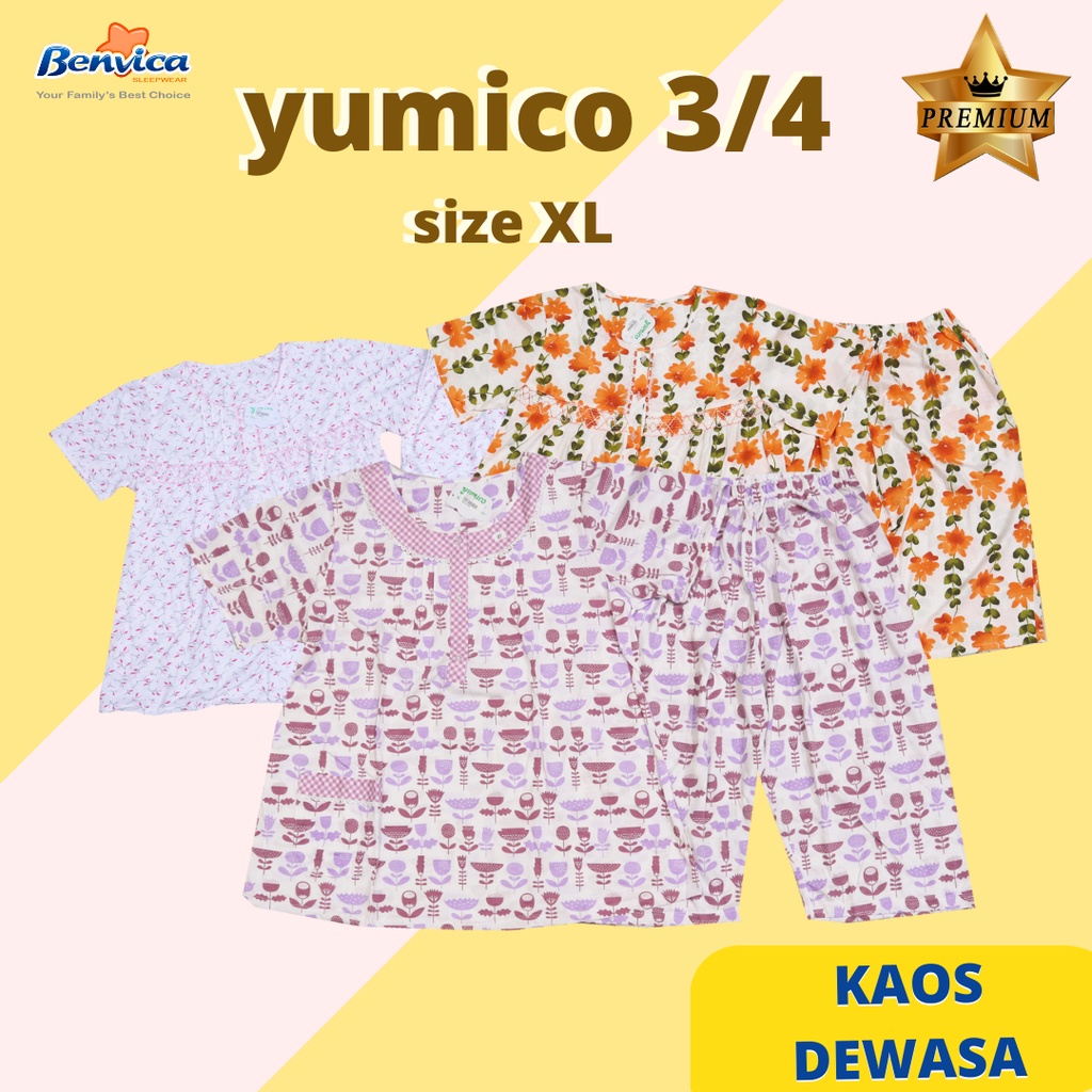 BAJU TIDUR CELANA PENDEK 3/4 XL KAOS PREMIUM YUMICO BANYAK MOTIF - C