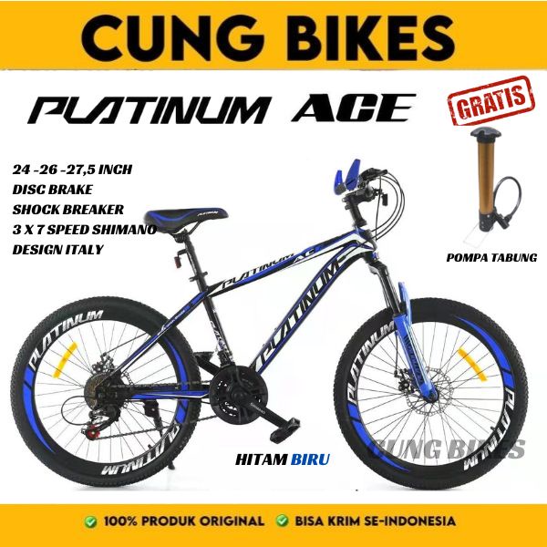 Sepeda gunung MTB 24 26 27.5 Inch PLATINUM ACE Velg Tinggi Double disc brake