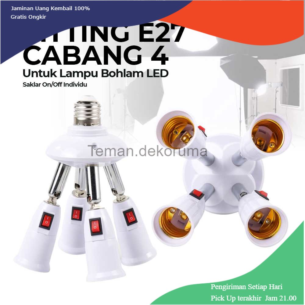 TD - LMP ASMTLED Fitting Lampu Bohlam Studio LED Cabang 4 with Switch E27 - E344