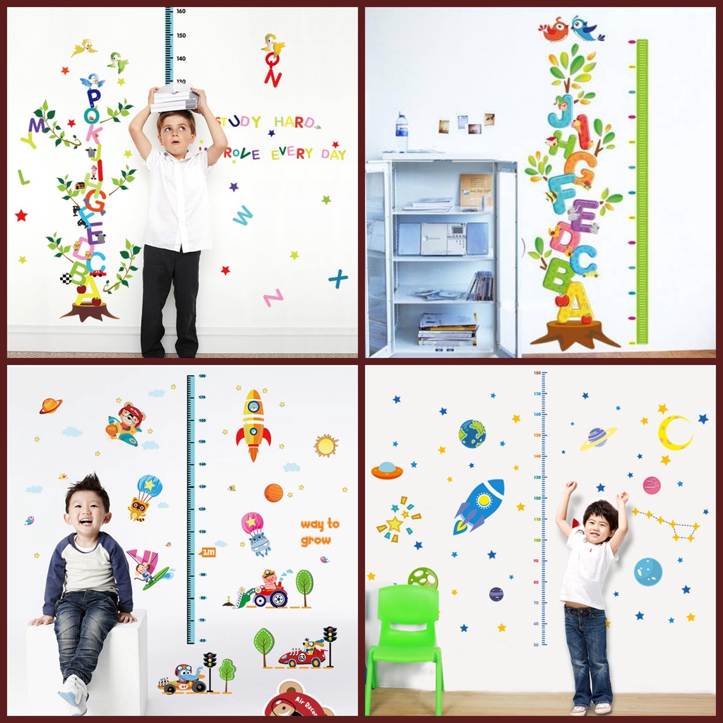 RELIZA WALL STICKER PENGUKUR TINGGI BADAN ANAK HEWAN GROW UP ANIMAL STIKER DINDING LDR29