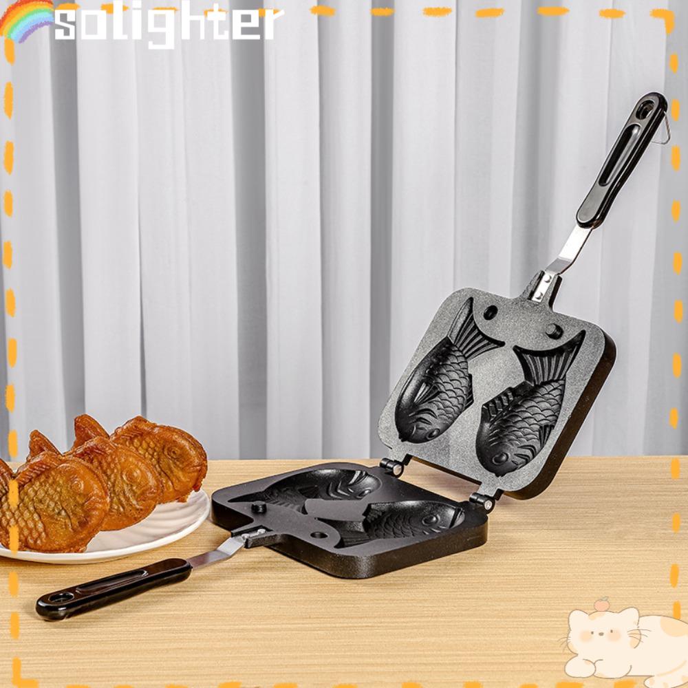 Solighter Kitchen Japanese Taiyaki Cetakan Waffle Double Pan Fry Pan Waffle Cake Maker Pan