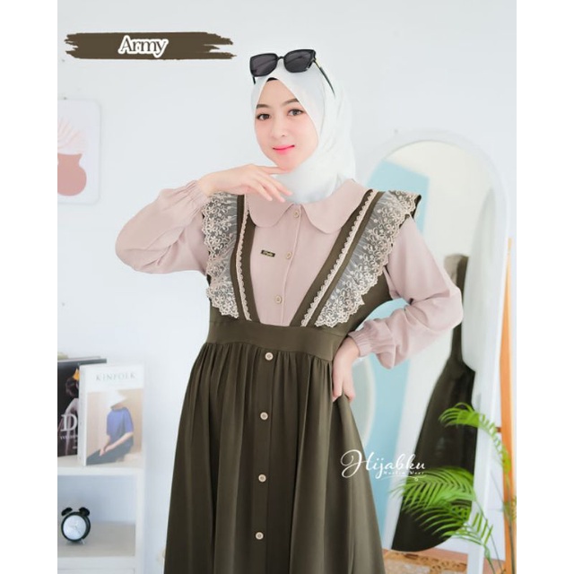 LIRRA DRESS BY HIJABKU/DRESS HIJABKU ORIGINAL/DRESS HIJABKU DENGAN APLIKASI RENDA CANTIK/GAMIS HIJAB