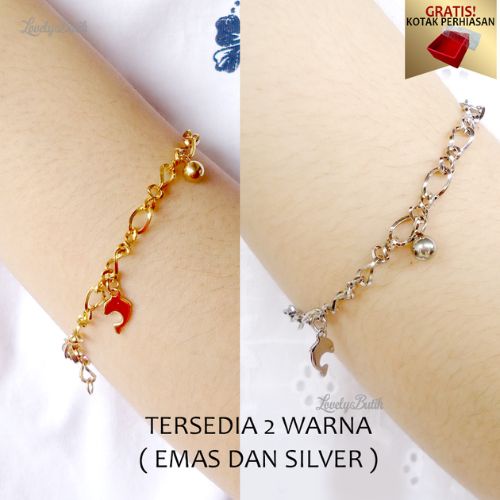 Gelang Titanium Wanita Anti Karat R1k4 Dolphin Gelang Tangan Korea Kekinian Model Rantai Mewah Mainan Dolphin Dolpin BONUS KOTAK PERHIASAN - Lovelybutik