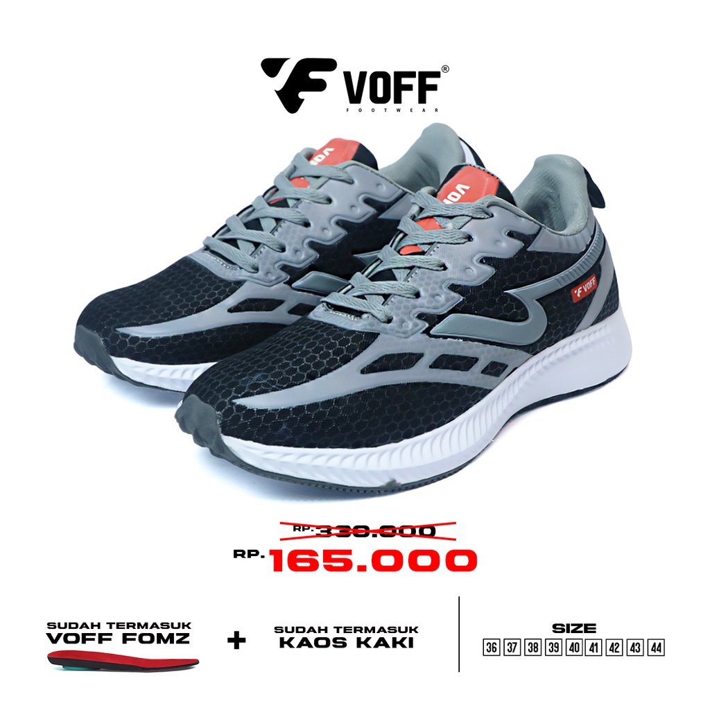 Voff - Sepatu Running Massive Black Grey Unisex