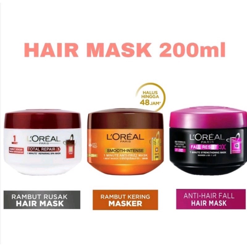 LOREAL FALL RESIST 3X HAIR MASK/ SPA MASK L’OREAL/ MASKER RAMBUT LOREAL ANTI RAMBUT RONTOK