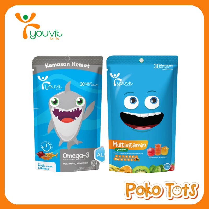 Youvit Omega 3 Multivitamin Anak 7 &amp; 30 Gummies Suplemen Imunitas dan Kecerdasan Otak Anak