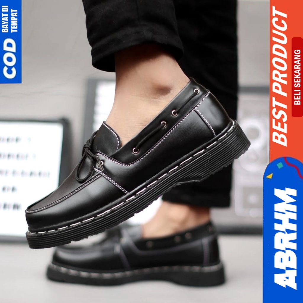 Sepatu Pantofel Kerja Formal Pria Docmart Low Boots Hitam Abrhm Arben