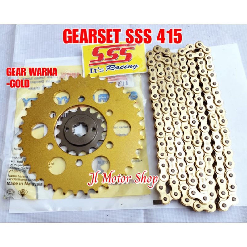 (GEAR GOLD BLACK ) GEAR SET GIR SET GEARSET SSS 428 NINJA 150 KR KRR SS SATRIA FU KLX 150 D-TRACKER VIXION JUPITER Z MX MXKING VEGA MEGAPRO TIGER SONIC SUPRA GTR CBR 150 R CB150 R SUPRA 125 KARISMA REVO BLADE GIR WARNA EMAS GWR