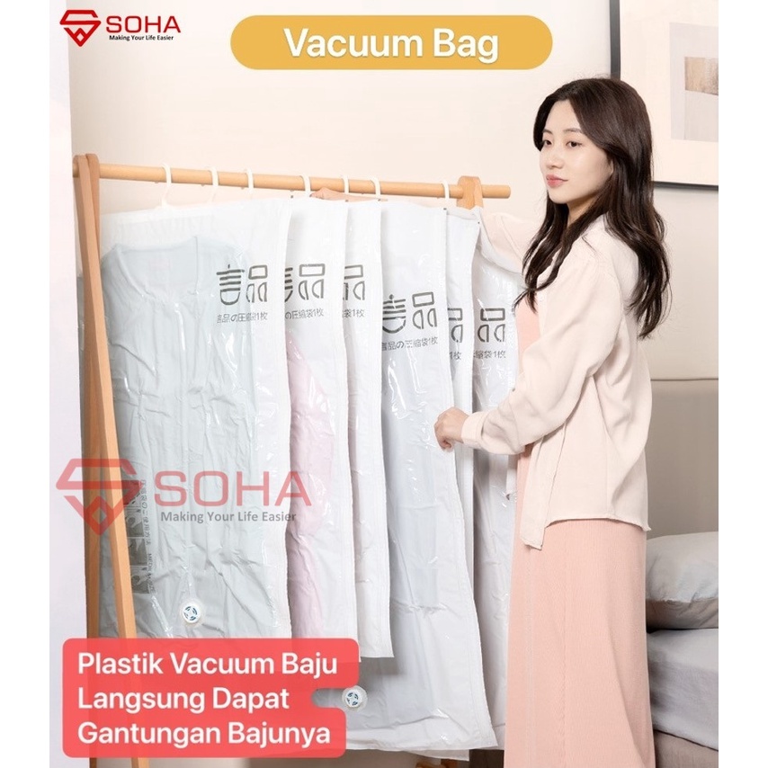 VB-07 Plastik Vakum Baju Gantung Plastic Bag Kantong Plastik Simpan Jas / Laundry Travel Bag Kompresi Simpan