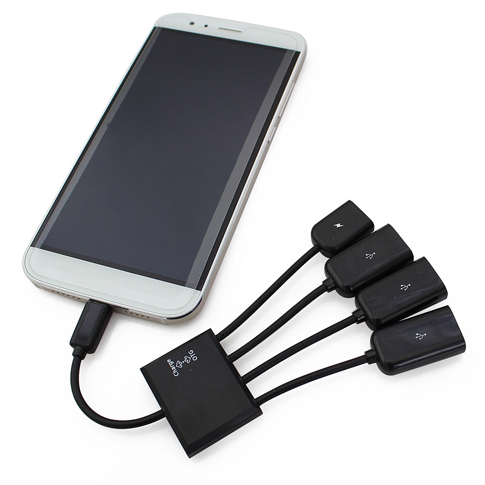 Konektor Kabel CHARGE HUB OTG USB Mikro 4port Spliter MICRO USB OTG CHARGE HUB OTG HUB Extension Docking (OTG+3Port HUB 2.0) Untuk Smartphone Tablet PC