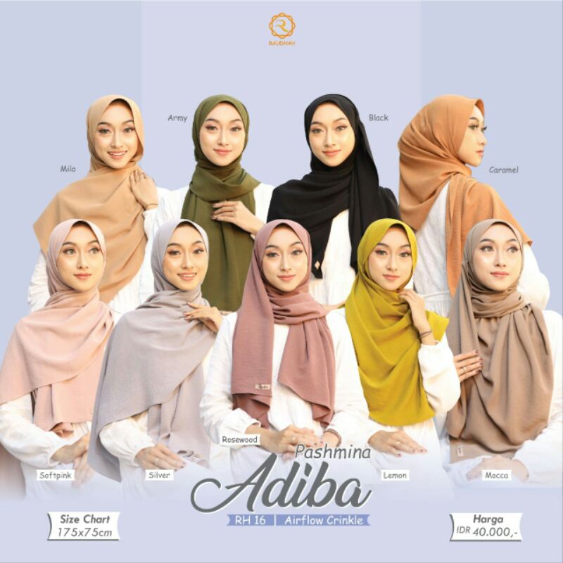 PASHMINA ADIBA CRINKLE PREMIUM BY RAUDHAH
