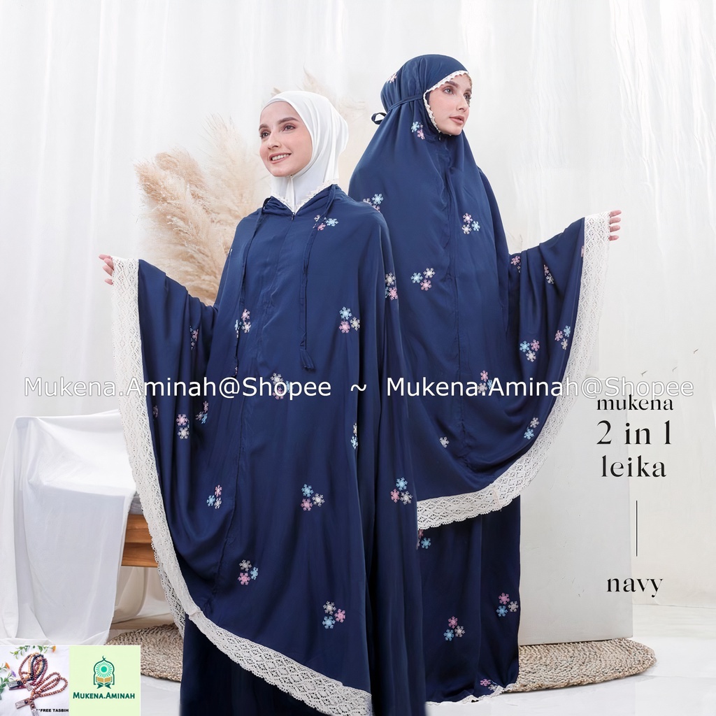 MUKENA DEWASA LEIKA 2 IN 1, MUKENA TRAVEL SUPER PREMIUM