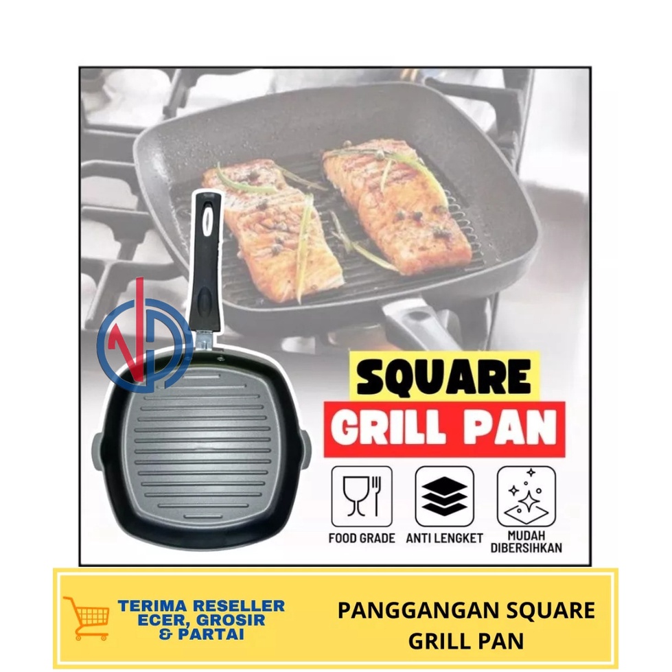 PANGGANGAN SQUARE GRILL PAN GAGANG LIPAT ALAT PANGGANG GRILL VD