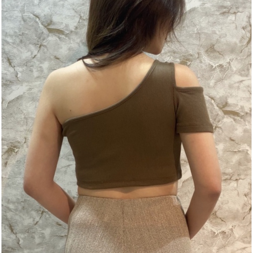 CAVALU One Shoulder Crop Top Korea Knit Tank Top 157