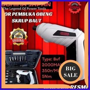 tools Mesin obeng bor baterai tanpa kabel cordless uchiha lengkap ori 2ZJN23