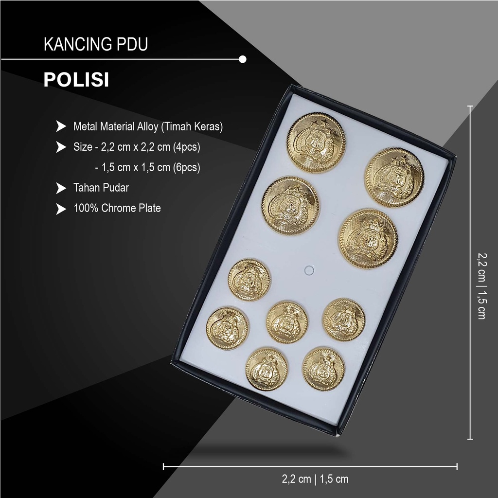 Kacing PDU POLISI Kancing Seragam POLISI Kancing Baju kancing Baju Besar