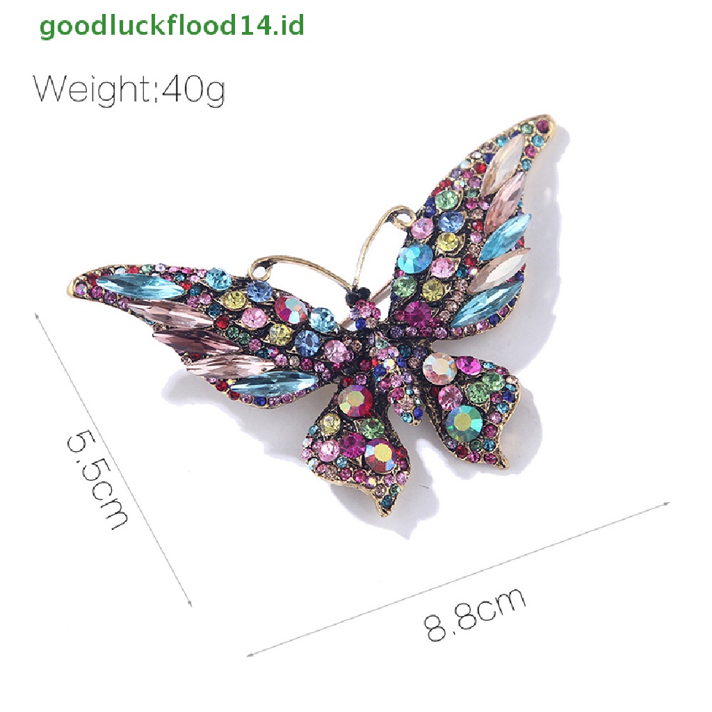 [GOOGFOUR] Fashion Colorful Butterfly Bros Pernikahan Kristal Berlian Imitasi Serangga Broche Mujer Bouquet Jilbab Syal Pin [TOP]