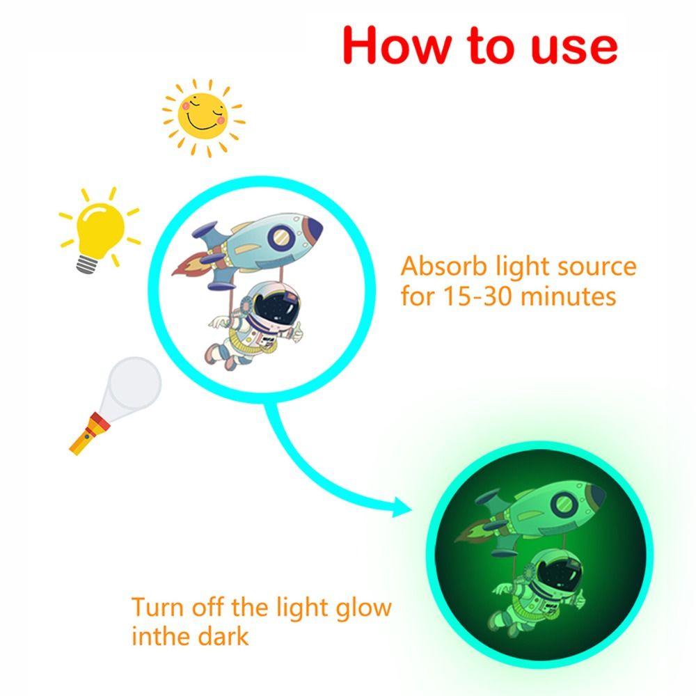 [Elegan] Astronot Decal Removable Kreatif Tahan Air Seni Mural Neon Stiker Lucu DIY Bulan Bintang Latar Belakang Wallpaper Dinding