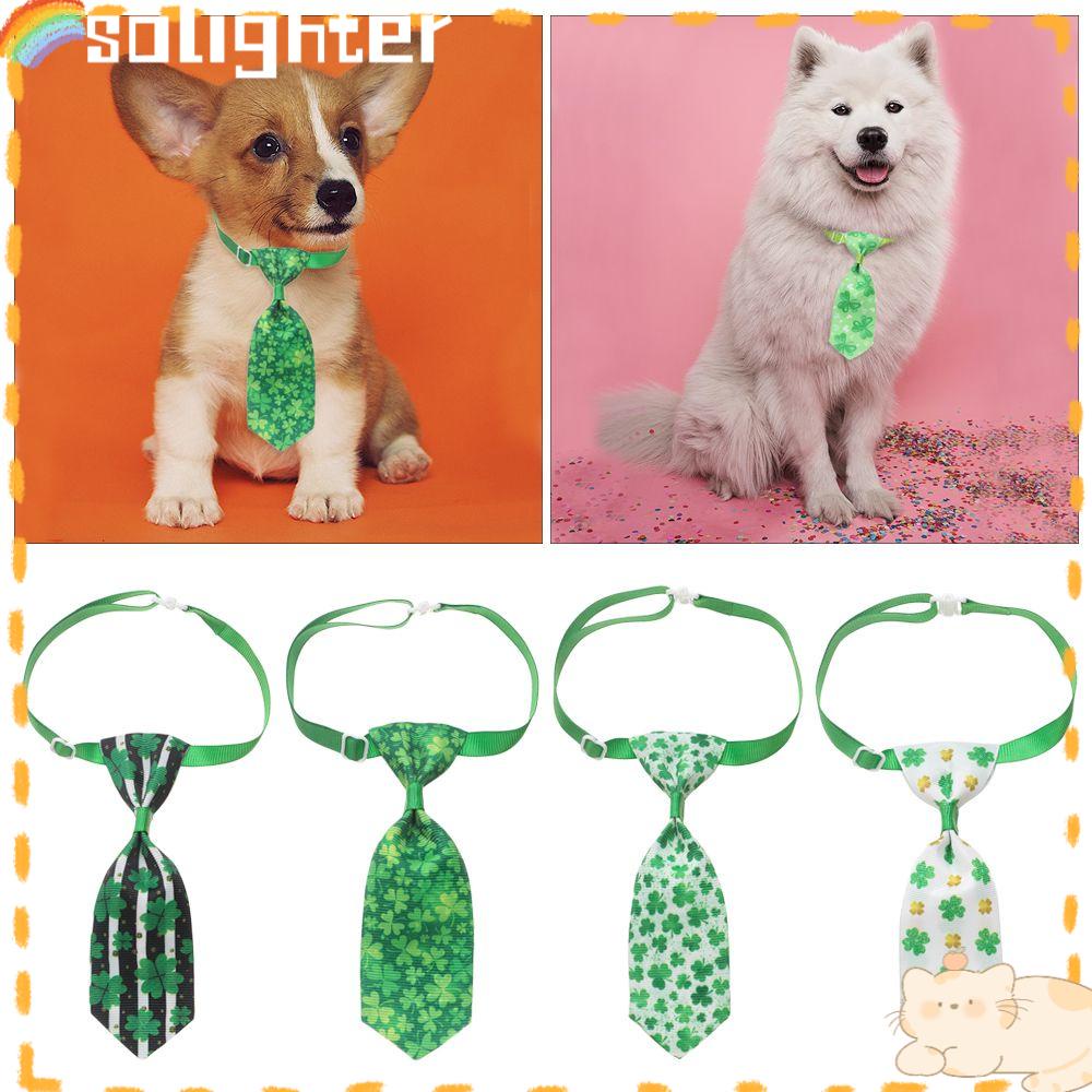 Solighter Pet Bow Ties Clover St. Patrick Day Perawatan Hewan Peliharaan Kucing Anjing