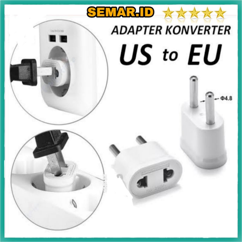 Adapter dan Konverter Travel US to EU Plug Steker Listrik