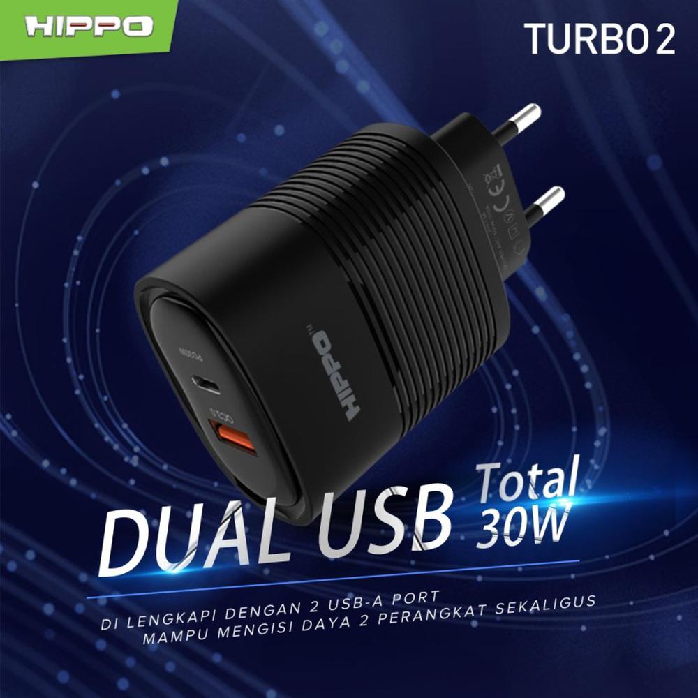 HIPPO TURBO 2 Adapter Charger Dual Output PD 30W + QC3.0 Fast Charge