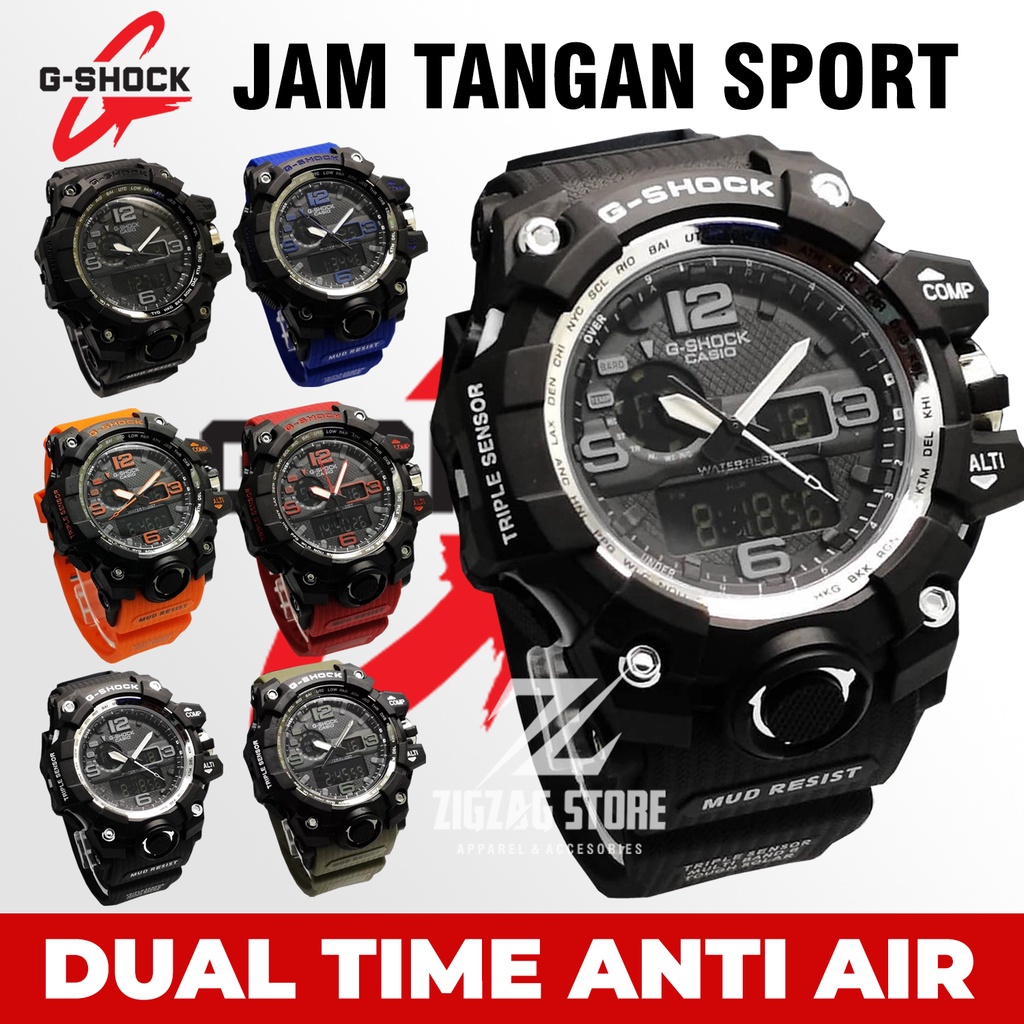 G-Shock GW1000 Waterresist Jam Tangan Pria Sport Anti Air Dual Time Strap Rubber