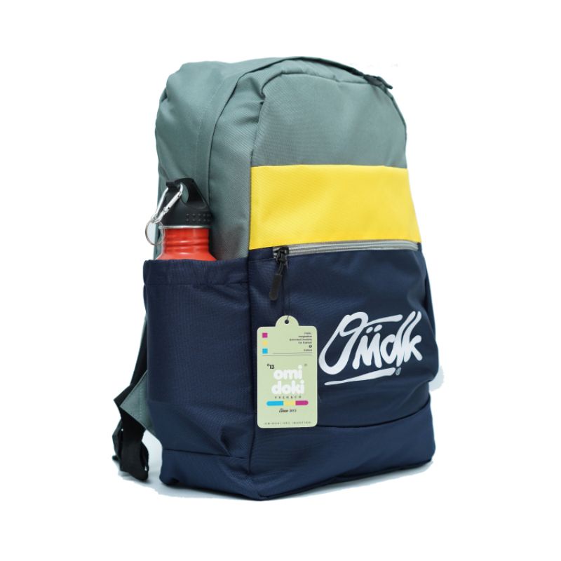 Bagpack Omidoki Tas Ransel Aplikasi Navy Kuning Abu