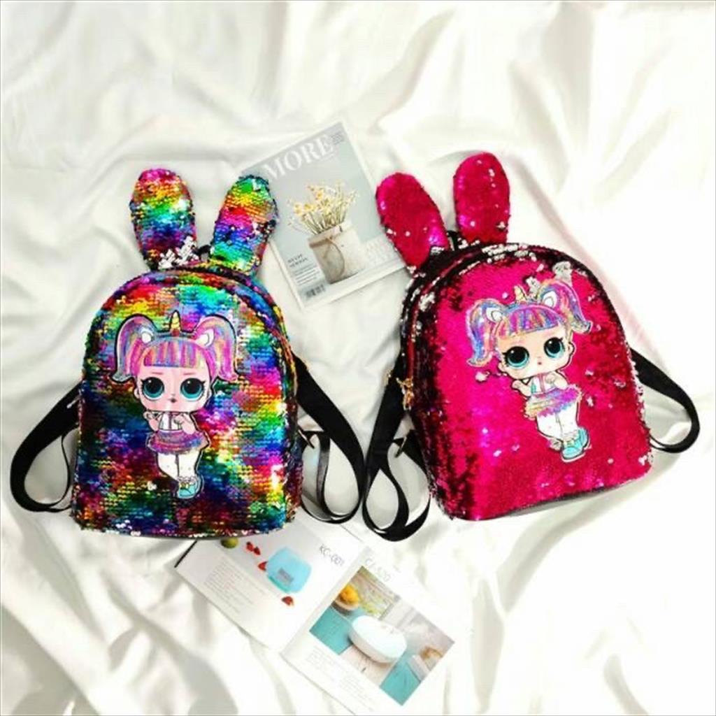 YA 417. Ransel Anak LOL Gliter LED Tas Anak LOL Lampu Led Sequin Tas Sekolah Ngaji TK PAUD SD