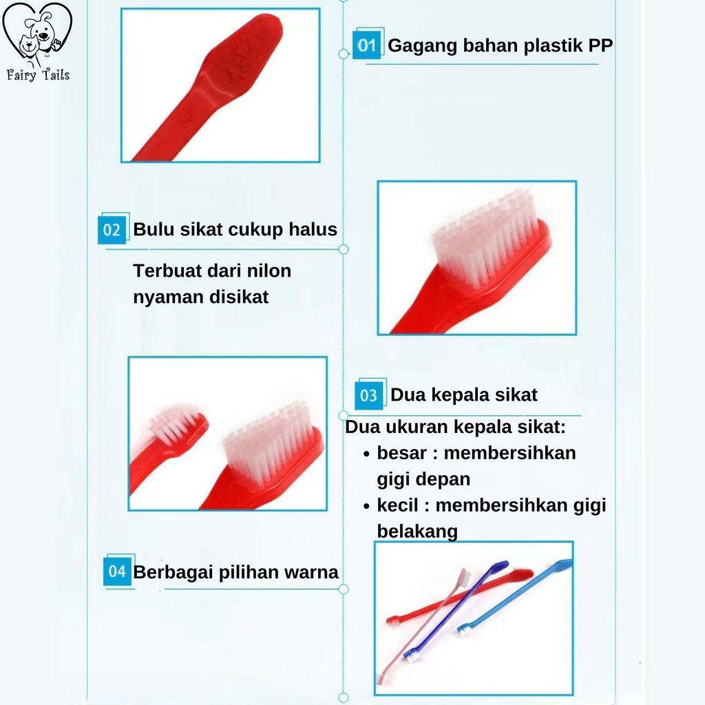 Sikat Gigi Stick Untuk Anabul Anjing dan Kucing Beragam Pilihan Warna Toothbrush Sikat Lembut / Pet Toothbrush for Cat and Dog