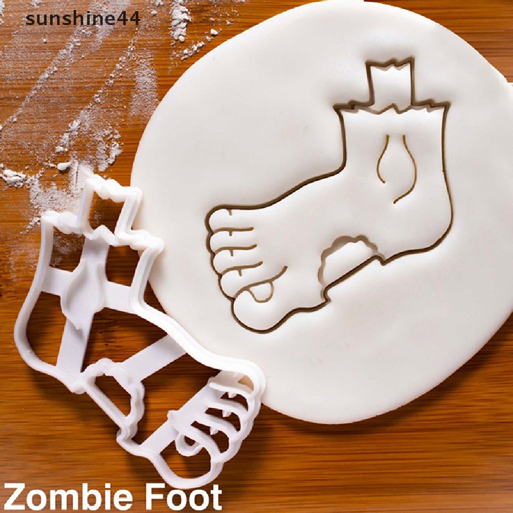 Sunshine 1/3Pcs Halloween Zombie Cookie Pemotong DIY Plastik Kartun Baking Aksesoris.