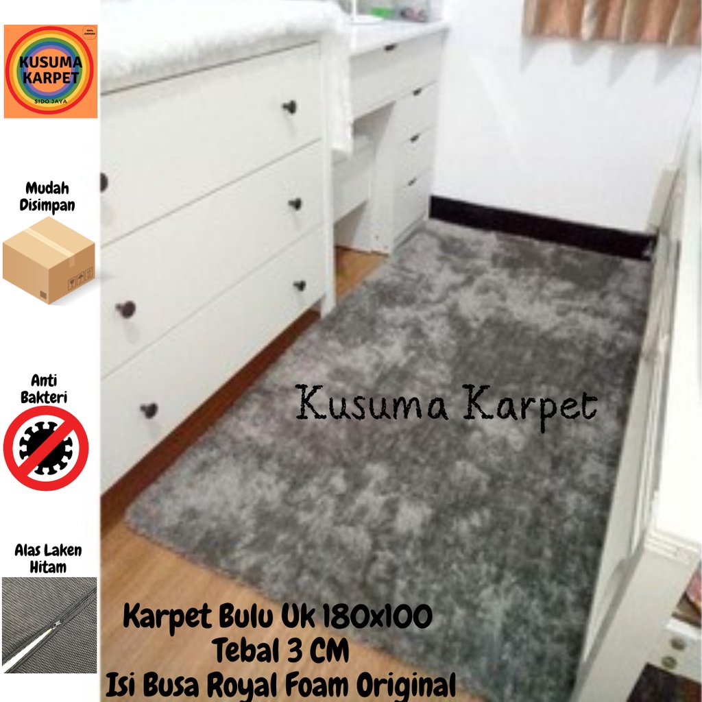 Karpet Bulu Rasfur Ukuran 180x100 TEBAL 3 CM (BUSA ROYAL FOAM ORIGINAL)