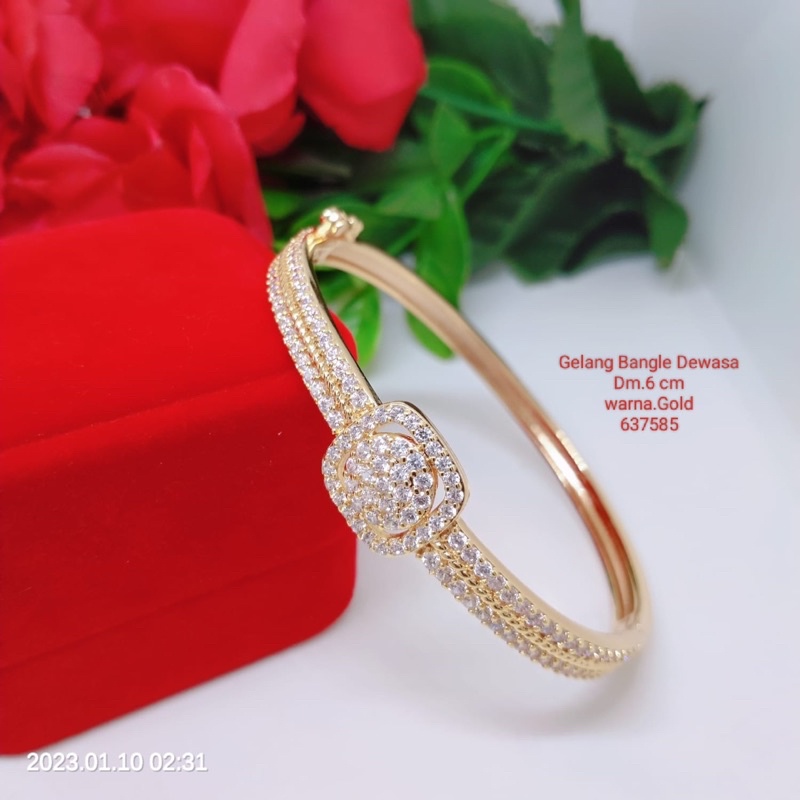 Gelang Bangle Dewasa Perhiasan Titanium Tembaga Terlaris Termurah Lapis Emas
