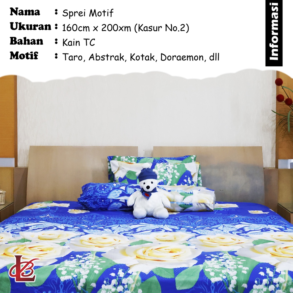 Sprei Queen Ukuran 160x200cm Satu Set Sarung Bantal Guling Motif Bahan Kain TC Halus Lembut Perlengkapan Kamar Tidur Import - CD-3 - Comforthomes