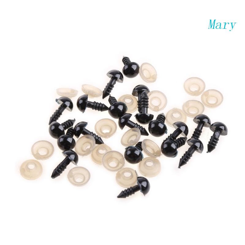 Mary 20pcs Mata Pengaman Plastik Hitam 6-20mm Untuk Teddy Bear/Boneka/Mainan Hewan/Felting