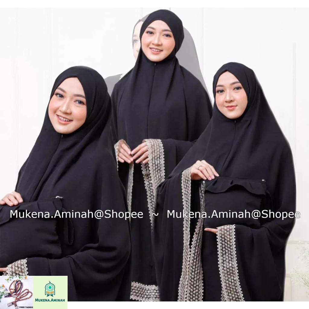 MUKENA.AMINAH MUKENA DEWASA CRINKEL AIRFLOW 3IN1 JUMBO RENDA IMPORT RASHEDA