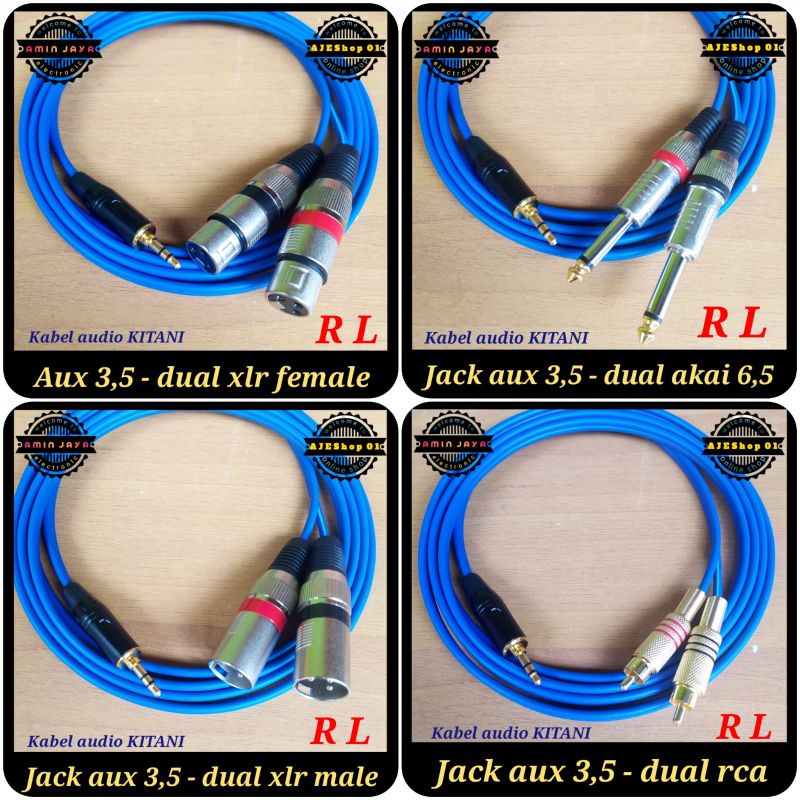 Kabel jack aux 3,5 to jack xlr/akai/rca
