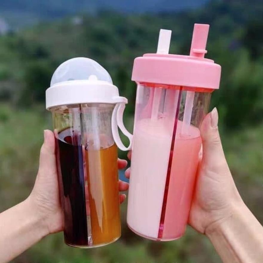 Baru Launching [Buy 2 Free Gold] Botol 2 sisi Kekinian Viral Duet Couple Travel 420 ml Botol Minum D