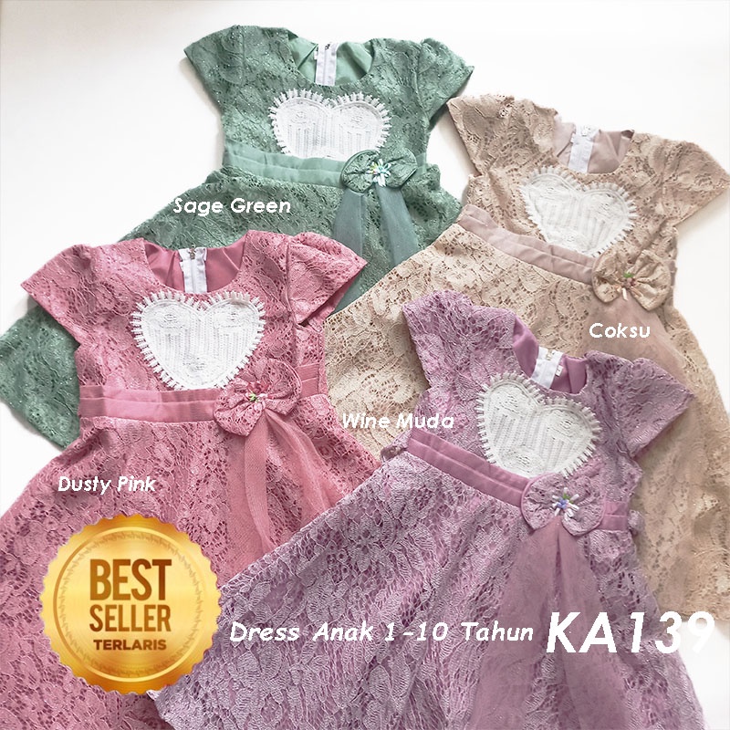 Gaun Anak Warna Sage Green 4 5 Tahun Tahun Dress Pesta Anak Perempuan 10 Tahun Baju Warna Coksu Bahan Full Brukat Tile Tulle KA139