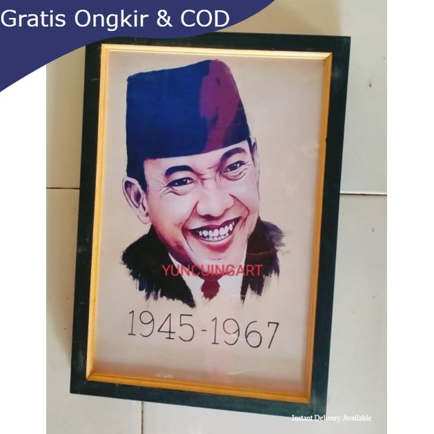 hiasan dinding ir Soekarno plus Bingkai ukuran 53×35