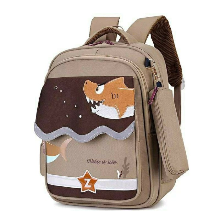 

Terlaris ✨ -Tas Ransel Sekolah Anak Laki laki motif Shark Boys Free Tempat Pensil - Cokelat- 2.1.23