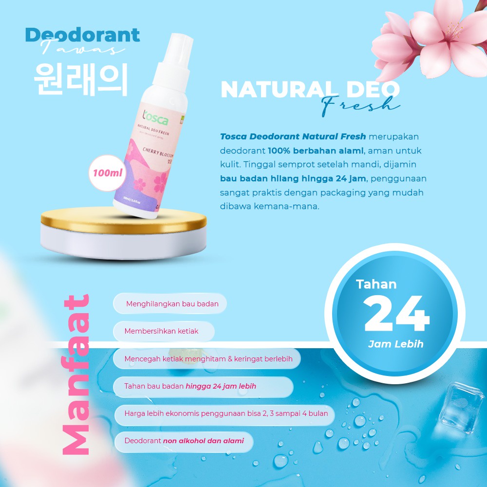 [Paket Bundling] Tosca Deodorant Tawas Spray + Body Spray Ampuh Hilangkan Bau Ketiak dan Badan